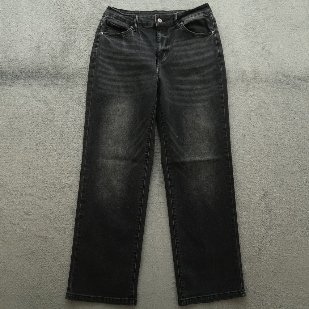 SIDEFEEL Jeans Women's Size 8 Gray High-Rise Relaxed Straight Stretch 29" Inseam